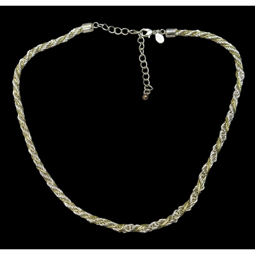 Vintage Twisted Rope Chain Silver And Gold Tone Marked KR